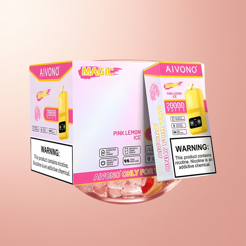 Pink Lemon Ice Aivono Aim Magic 20000 Puffs Disposable Vape LCD Display