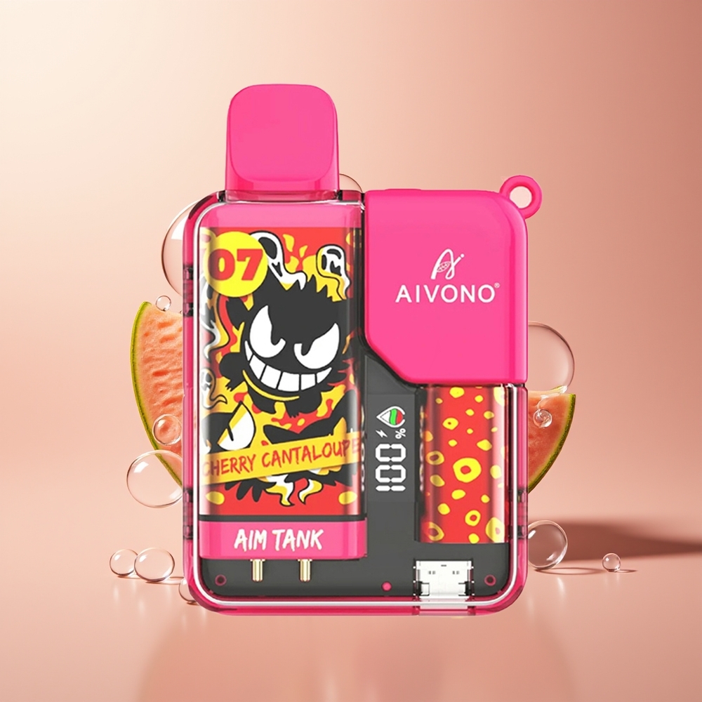 Cherry Cantaloupe Aivono Aim Tank 9500 Puffs LCD Display
