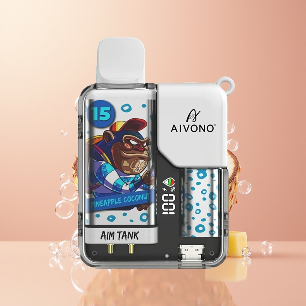 Pineapple Coconut Aivono Aim Tank 9500 Puffs LCD Display