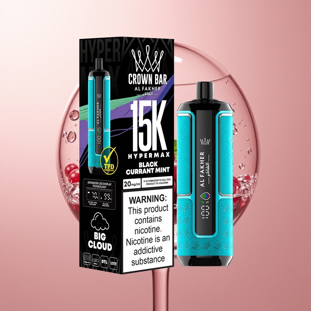 Blackcurrant Mint Al Fakher Crown 15K Hypermax 22ml DTL Disposable Vape Kit