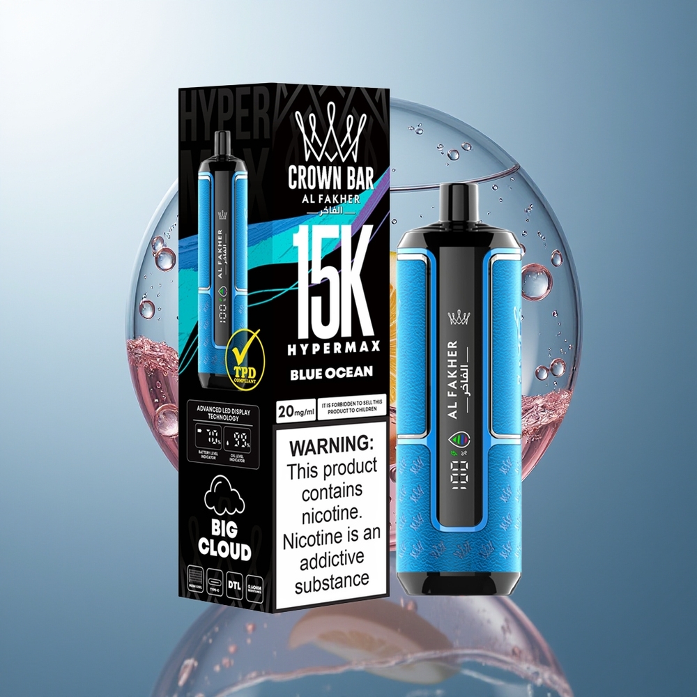 Blue Ocean Al Fakher Crown Bar 15K Hypermax 15,000 Puffs Hypermax Disposable Vape Kit
