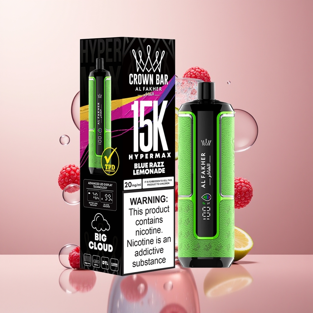 Blue Razz Lemonade Al Fakher Crown Bar 15K Hypermax 15K Puffs Compact