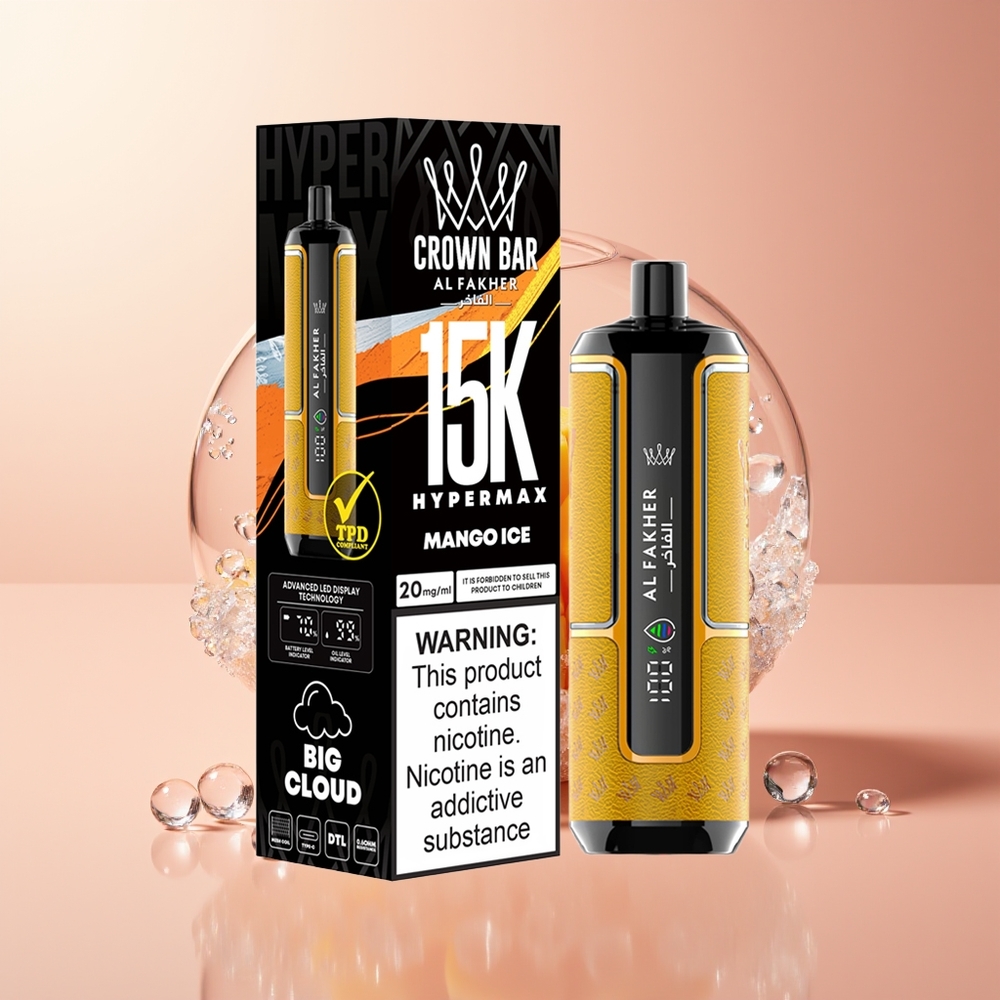 Mango Ice Al Fakher Crown Bar 15K Hypermax 15000 Puffs Compact