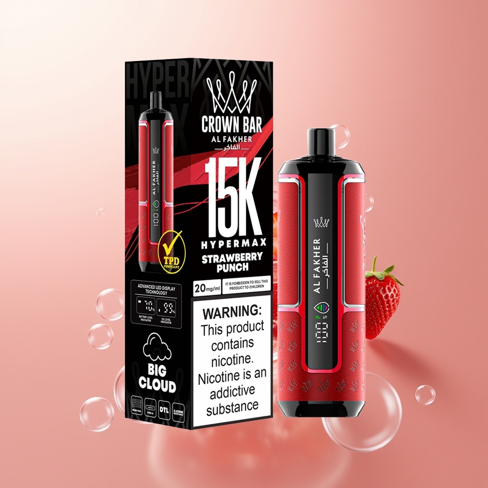 Strawberry Punch Al Fakher Crown Bar 15K Hypermax 15,000 Puffs
