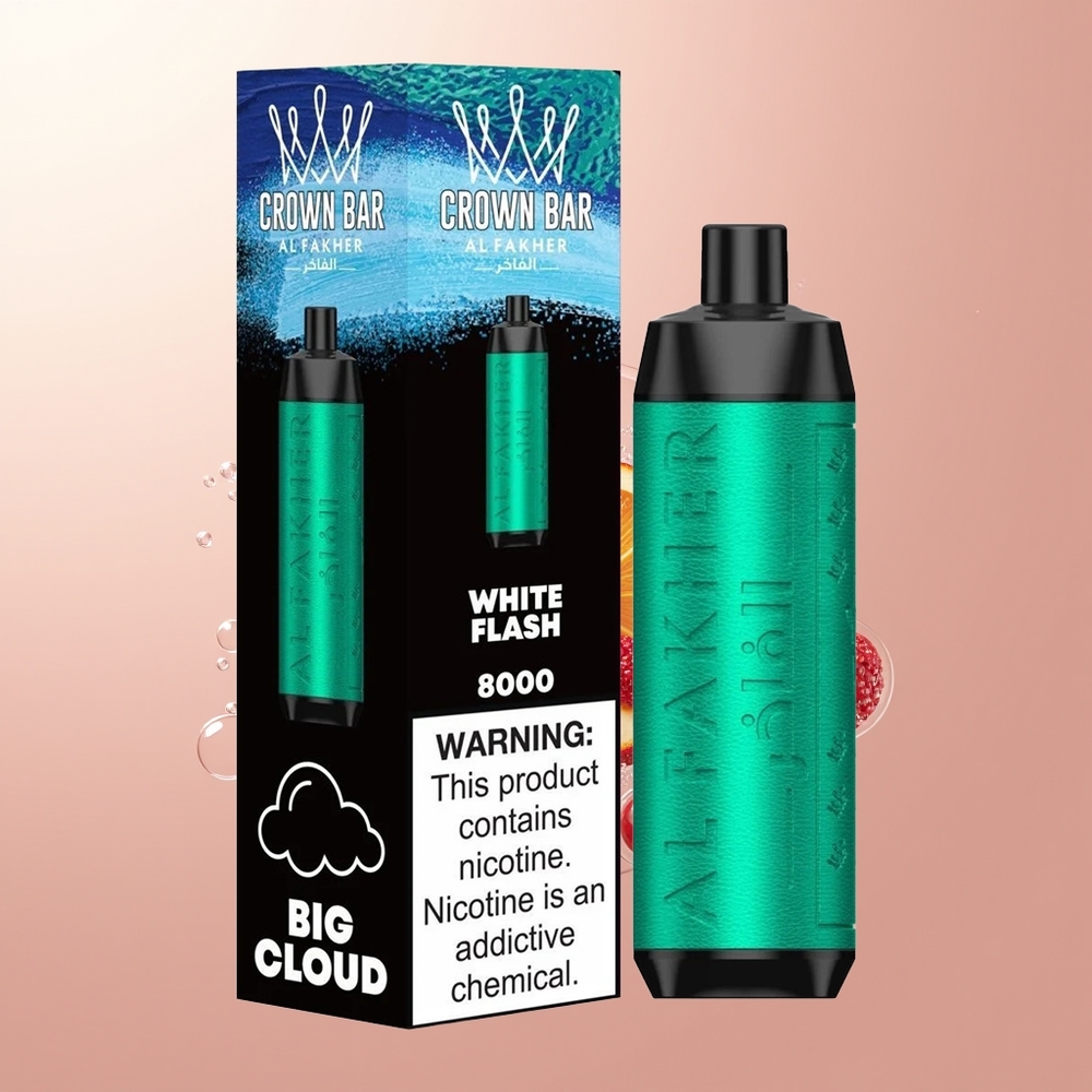 White Flash Al Fakher Crown 8000 Puffs Crystal Disposable Vape