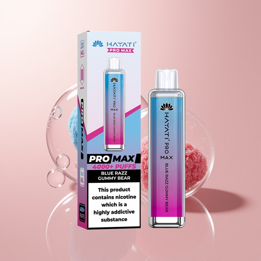 Blue Razz Gummy Bear Hayati Pro Max 4000 Puffs Disposable Vape Dual 1.1 Ohm Mesh Coil