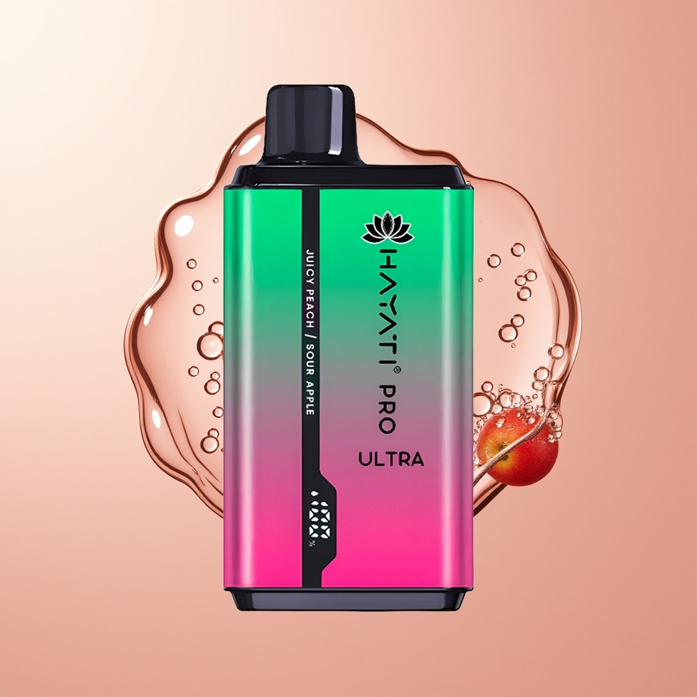 Sour Apple Juicy Peach Hayati Pro Ultra 15000 Puffs Disposable Vape