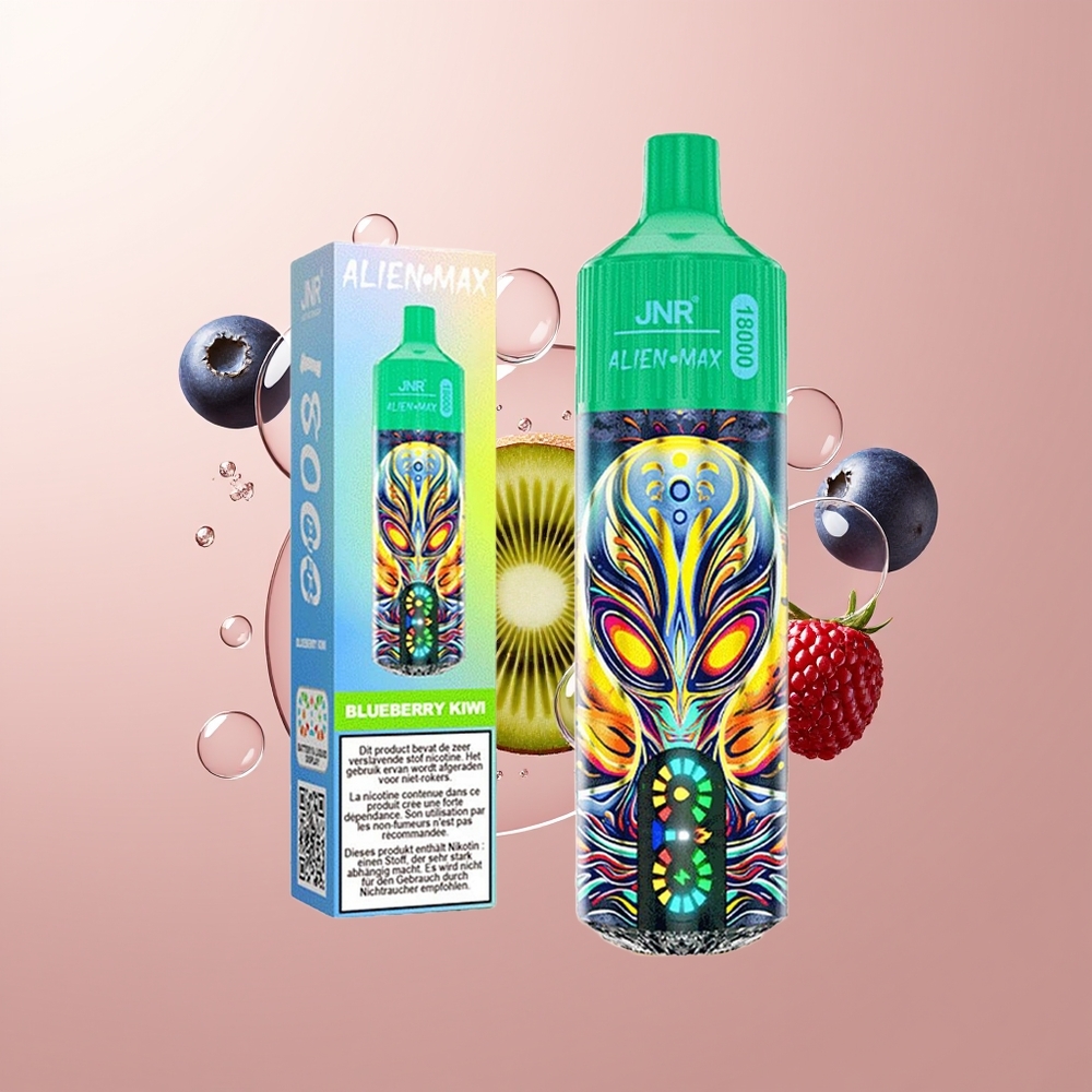 Blueberry Kiwi JNR Alien Max 18000 Puffs LED Display
