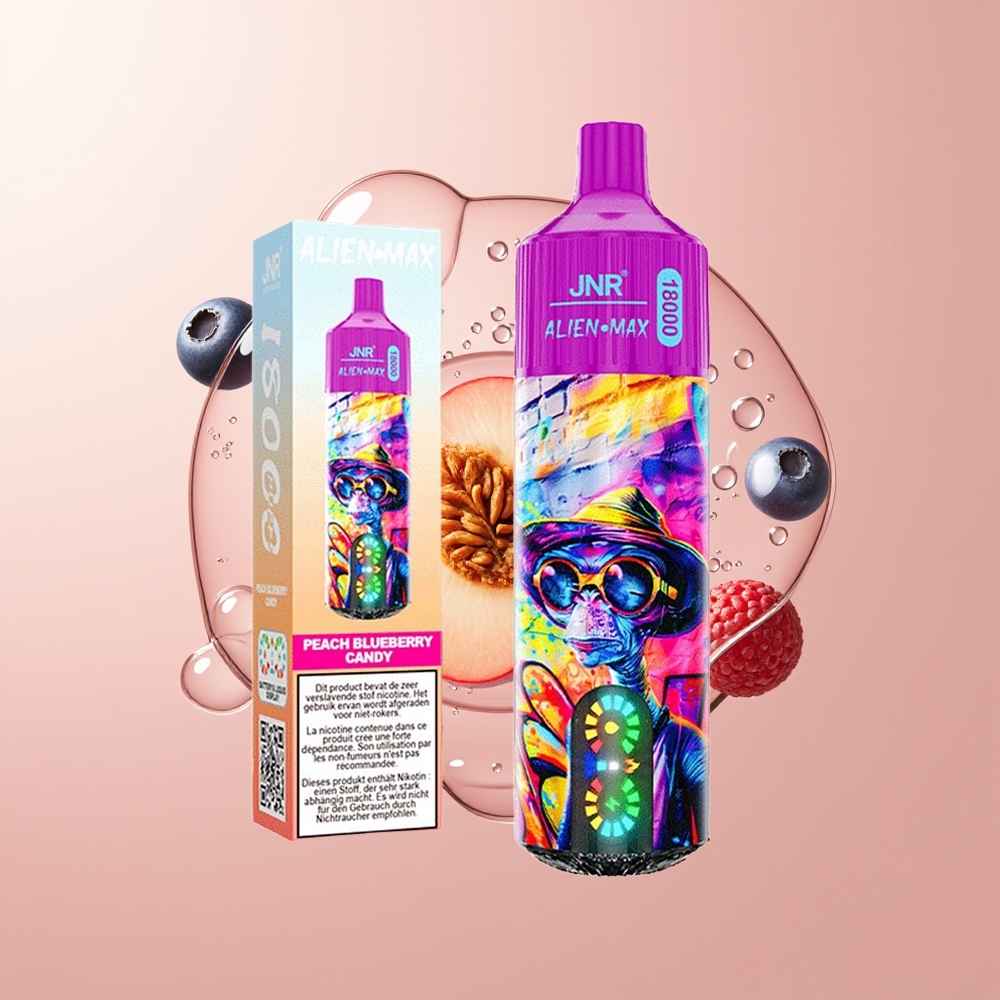 Peach Blueberry Candy JNR Alien Max 18000 Puffs Dual Mesh Disposable Vape