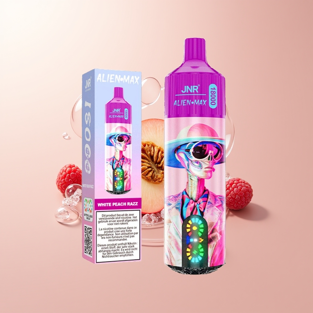White Peach Razz JNR Alien Max 18000 Puffs Dual Mesh Disposable Vape