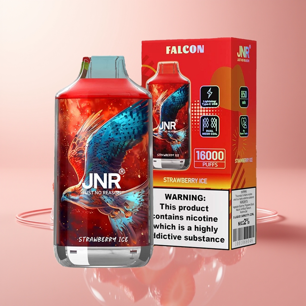 Strawberry Ice JNR Falcon 16000 Puffs Dual Mesh Coil
