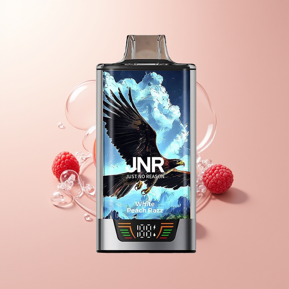 White Peach Razz JNR Falcon Pro 28000 Puffs Disposable Vape Smart Display