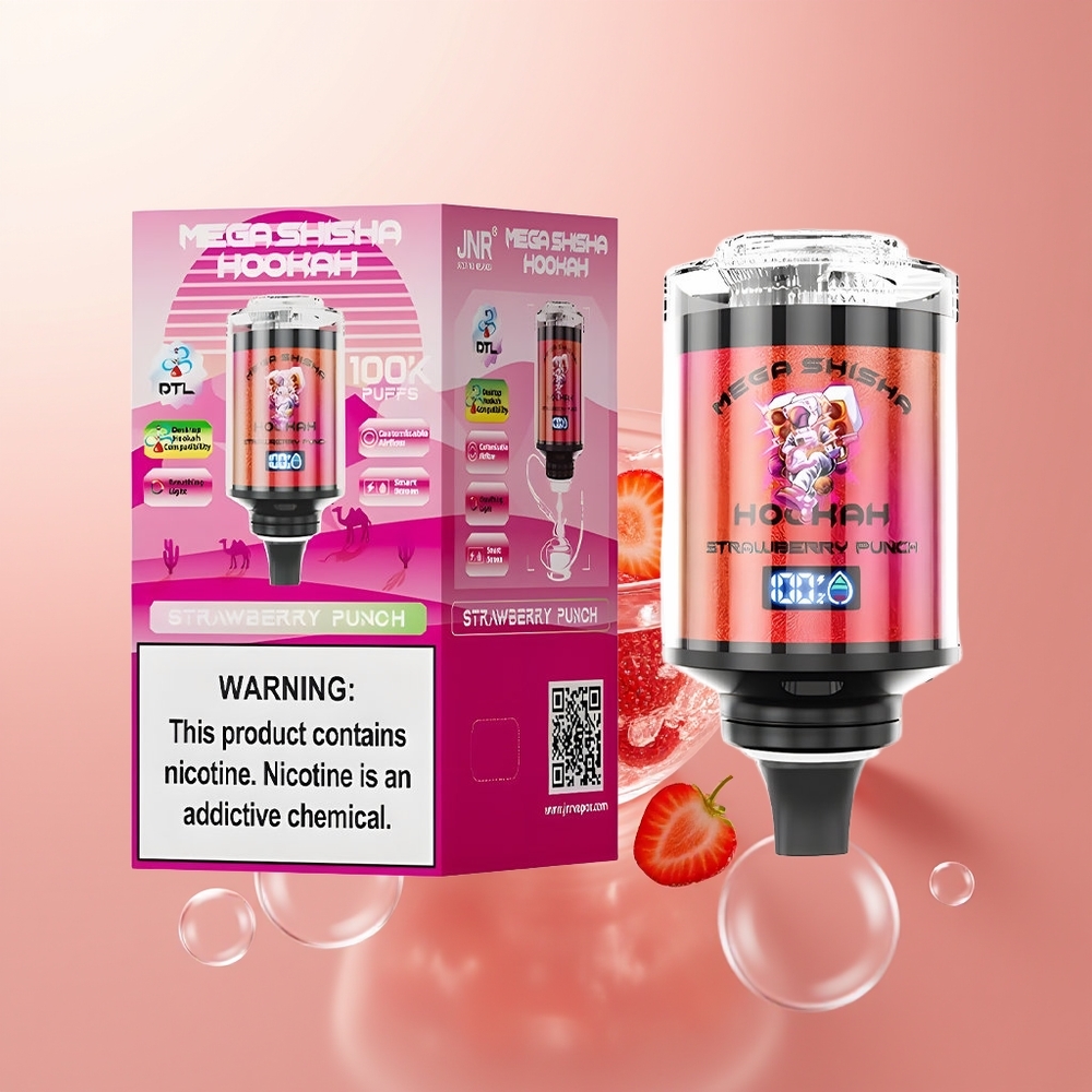Strawberry Punch JNR Mega Shisha Hookah 100K Puffs Desktop Compatibility