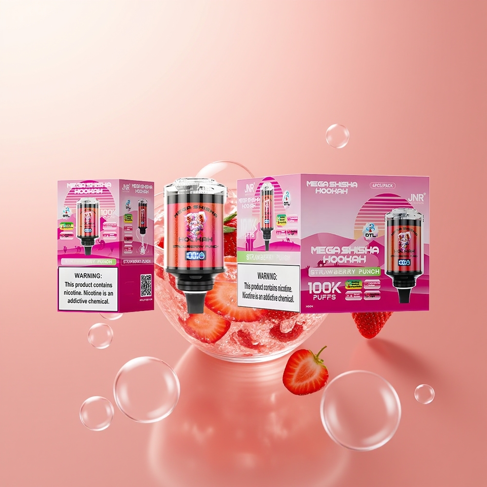 Strawberry Punch JNR Mega Shisha Hookah 100K Puffs Desktop Compatibility