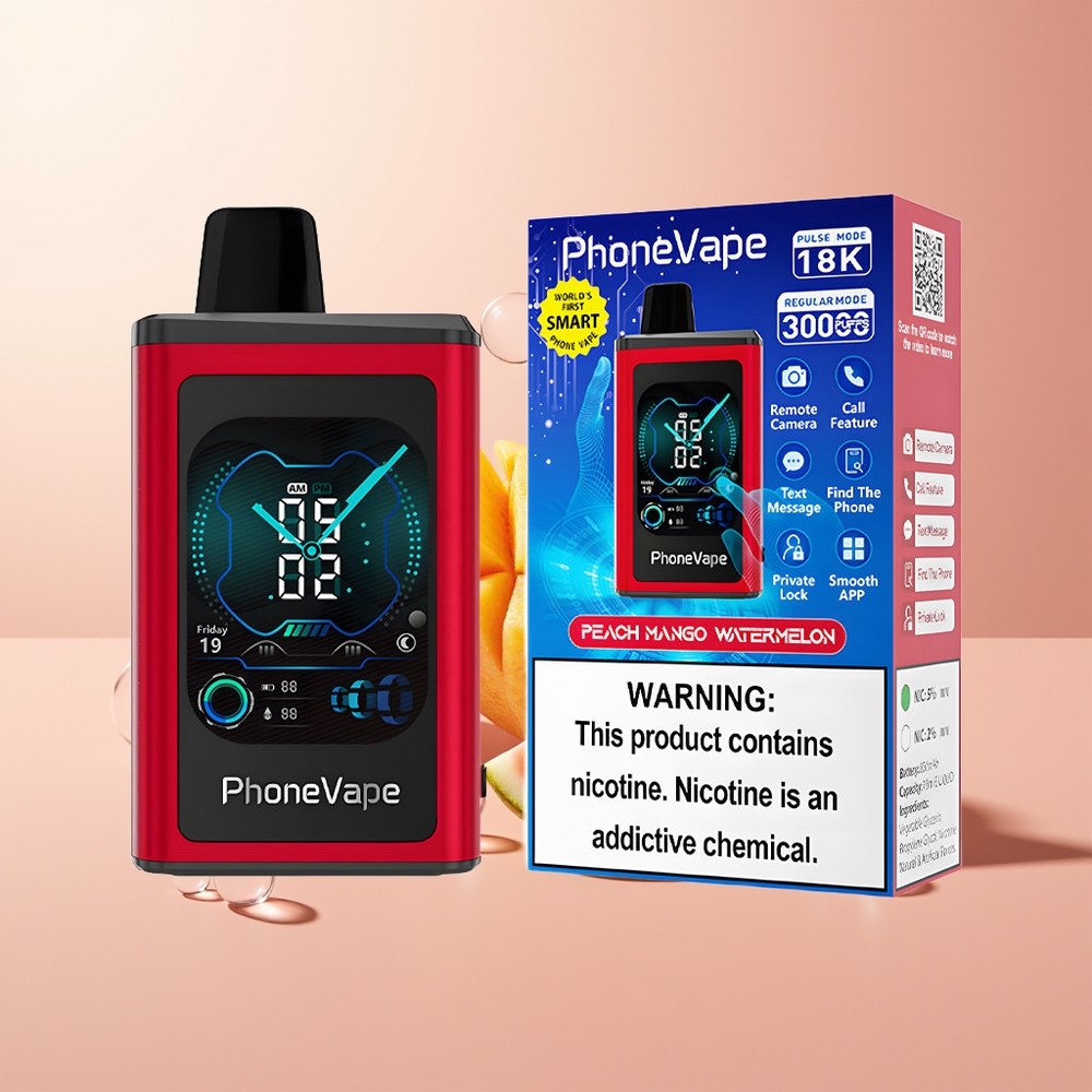 Peach Mango Watermelon JNR PhoneVape 30000 puffs Adjustable Airflow
