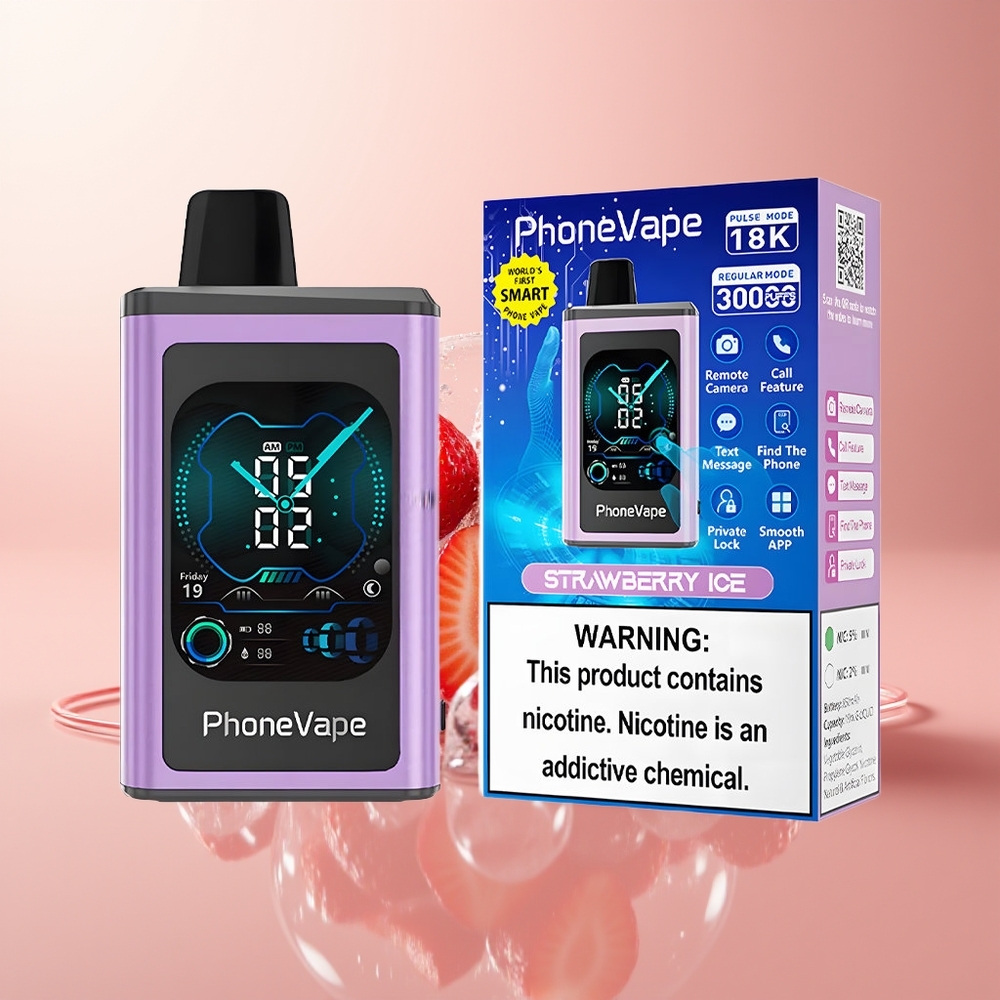 Strawberry Ice JNR PhoneVape 30000 Puffs Turbo Disposable Vape