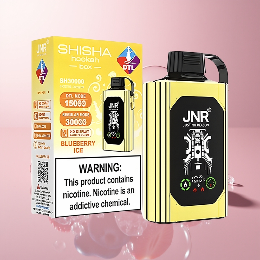 Blueberry Ice JNR Shisha Hookah Box 20500 Puffs Dual Mesh Coil Disposable Vape