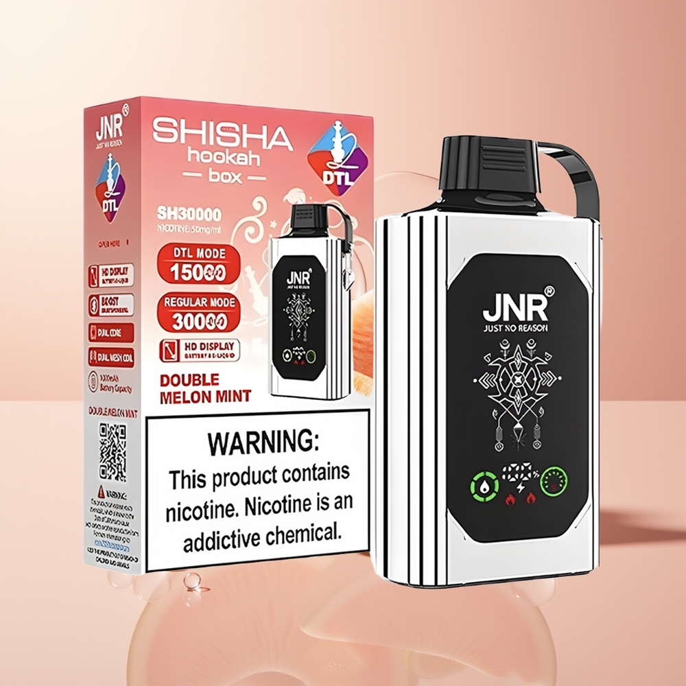Double Melon Mint JNR Shisha Hookah Box 20500 Puffs Disposable Vape Dual Mesh Coil