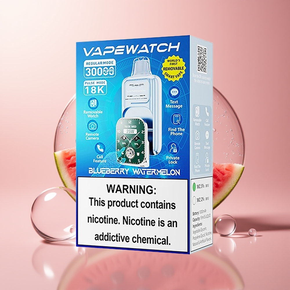 Blueberry Watermelon JNR VapeWatch 30000 Puffs Dual Mesh Coil