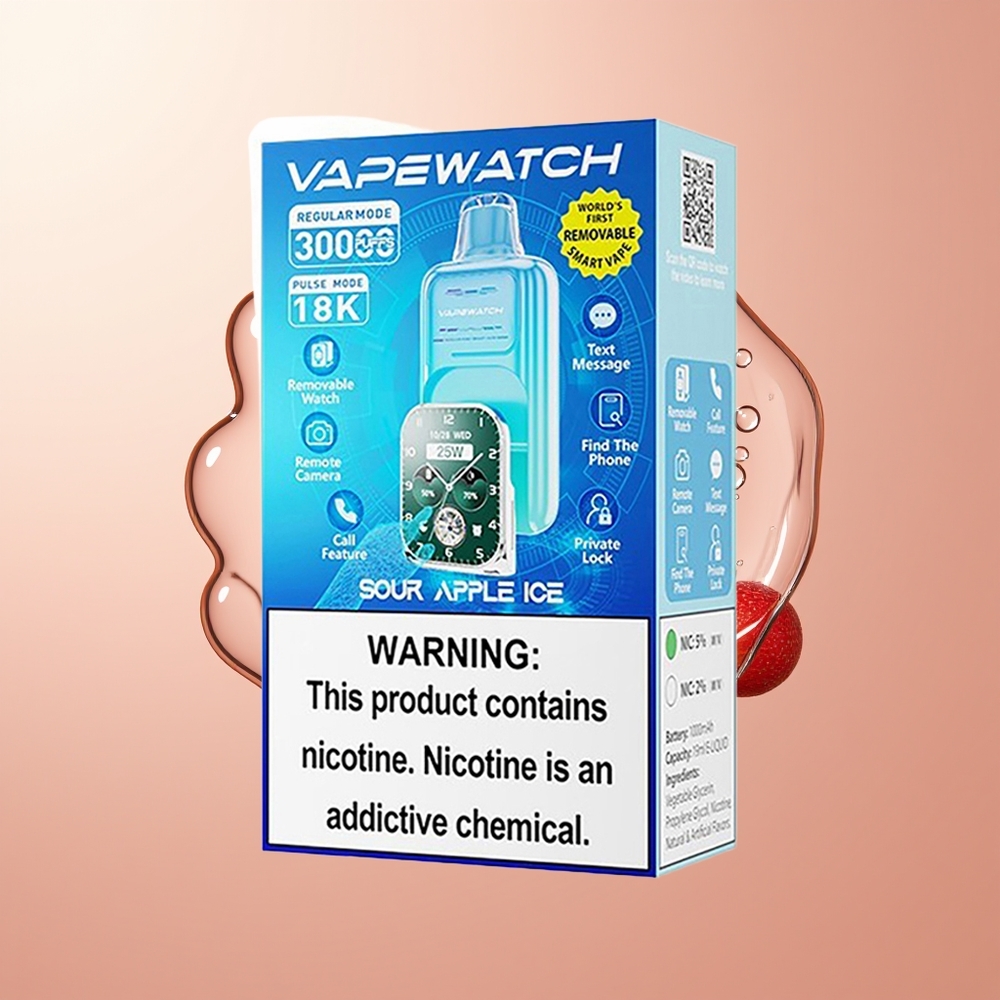 Sour Apple Ice JNR VapeWatch 30000 Puffs Dual Mesh Coil