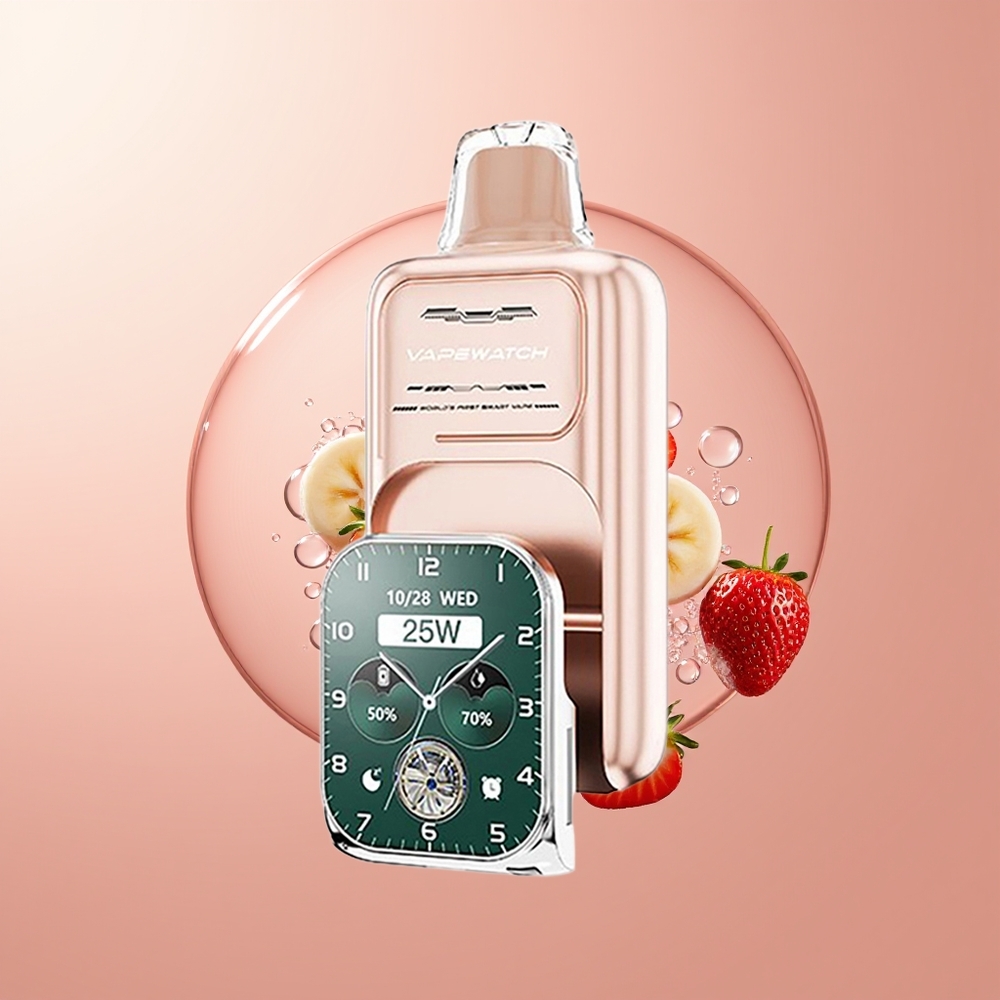 Strawberry Banana JNR VapeWatch 30000 Puffs Dual Mesh Coil