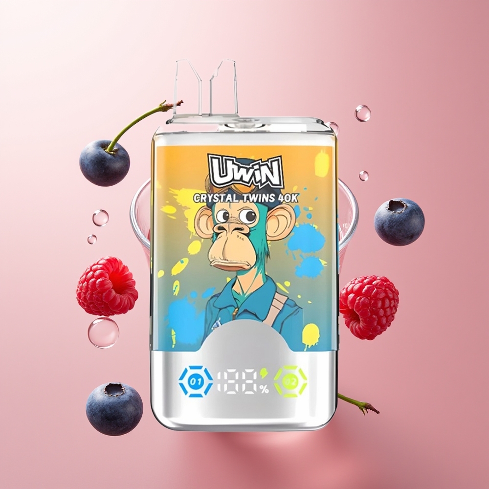 Blueberry Raspberry Cherry Ice Uwin Crystal Twins 40000 Puffs Disposable Vape