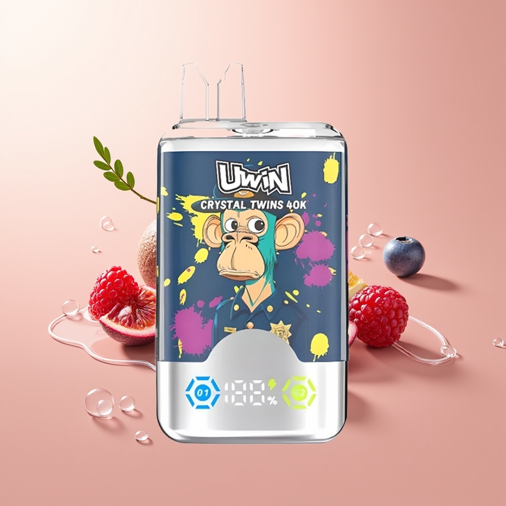 Kiwi Passion Fruit Guava Blueberry Raspberry Uwin Crystal Twins 40000 Puffs Rechargeable Disposable Vape