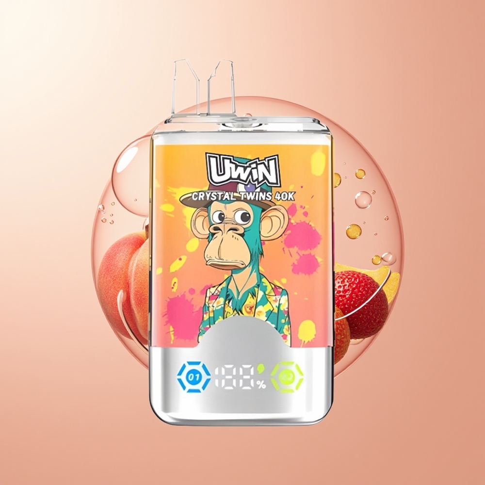 Peach Mango Pineapple Red Bull Uwin Crystal Twins 40000 Puffs Dual Flavor Disposable Vape