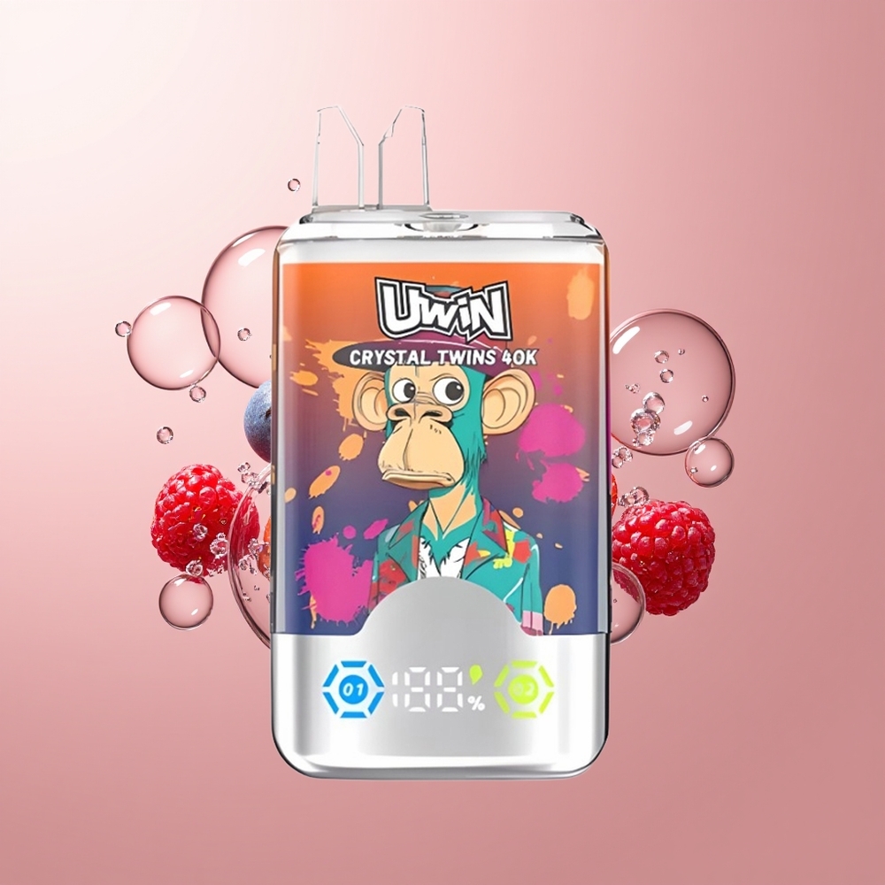 Strawberry Raspberry Cherry Uwin Crystal Twins 40000 Puffs Disposable Vape Mr Blue