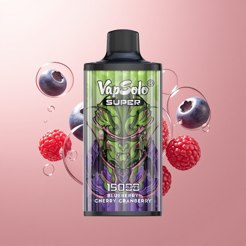 Blueberry Cherry Cranberry Vapsolo Super 15000 Puffs 850mAh Mesh Disposable Vape