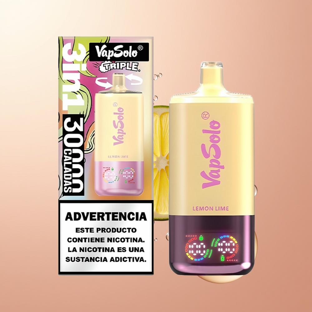 Lemon Lime Vapsolo Triple 30000 Puffs 3 Oil Tank