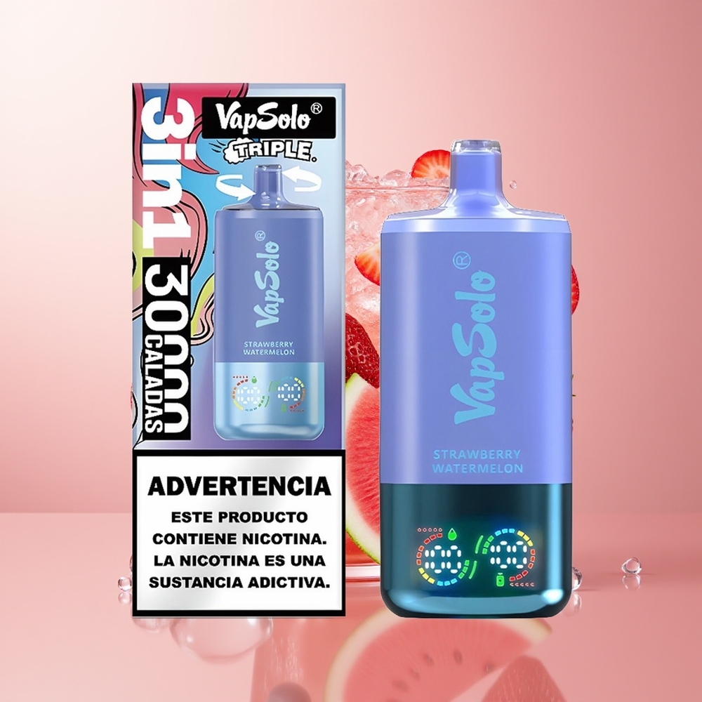 Strawberry Watermelon & Blueberry Ice VapSolo Triple 30000 Puffs Type-C