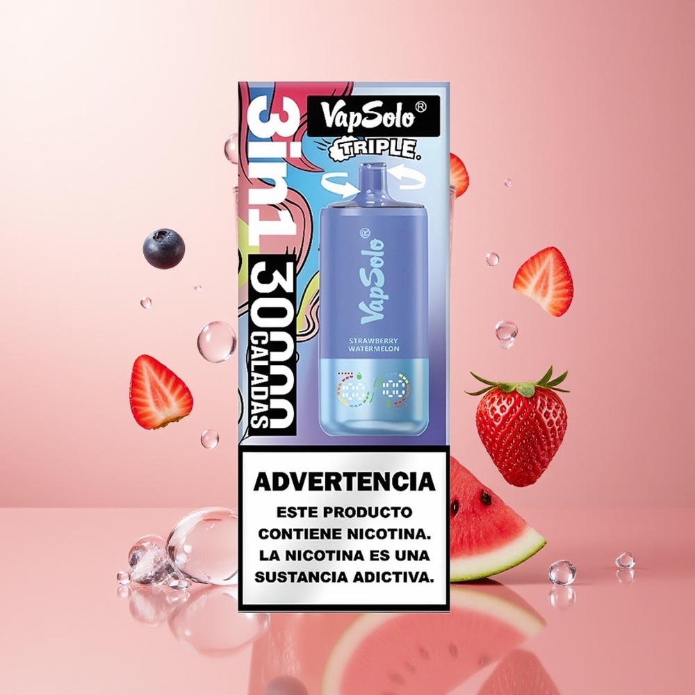 Strawberry Watermelon & Blueberry Ice VapSolo Triple 30000 Puffs Type-C