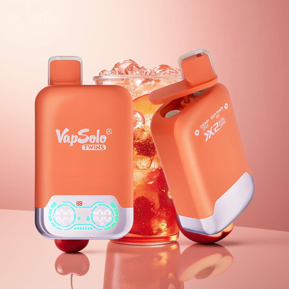 Cherry Cola & Juicy Peach Ice Vapsolo Twins 40ml 20000 Puffs Dual Tank