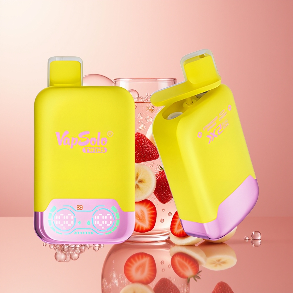 Strawberry Banana & Fizzy Cherry Vapsolo Twins 20000 Puffs 2 Oil Tanks