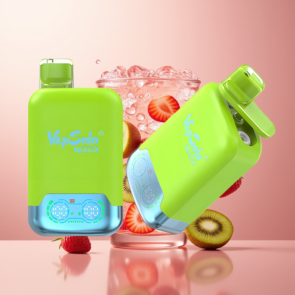 Strawberry Kiwi & Strawberry Raspberry Cherry Ice Vapsolo Twins 20000 Puffs 2 Oil Tanks