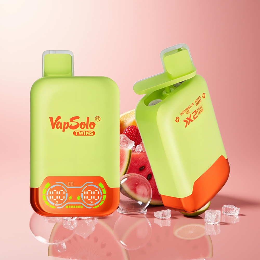 Watermelon Ice & Mixed Berry Vapsolo Twins 20000 Puffs Dual Tank Type-C