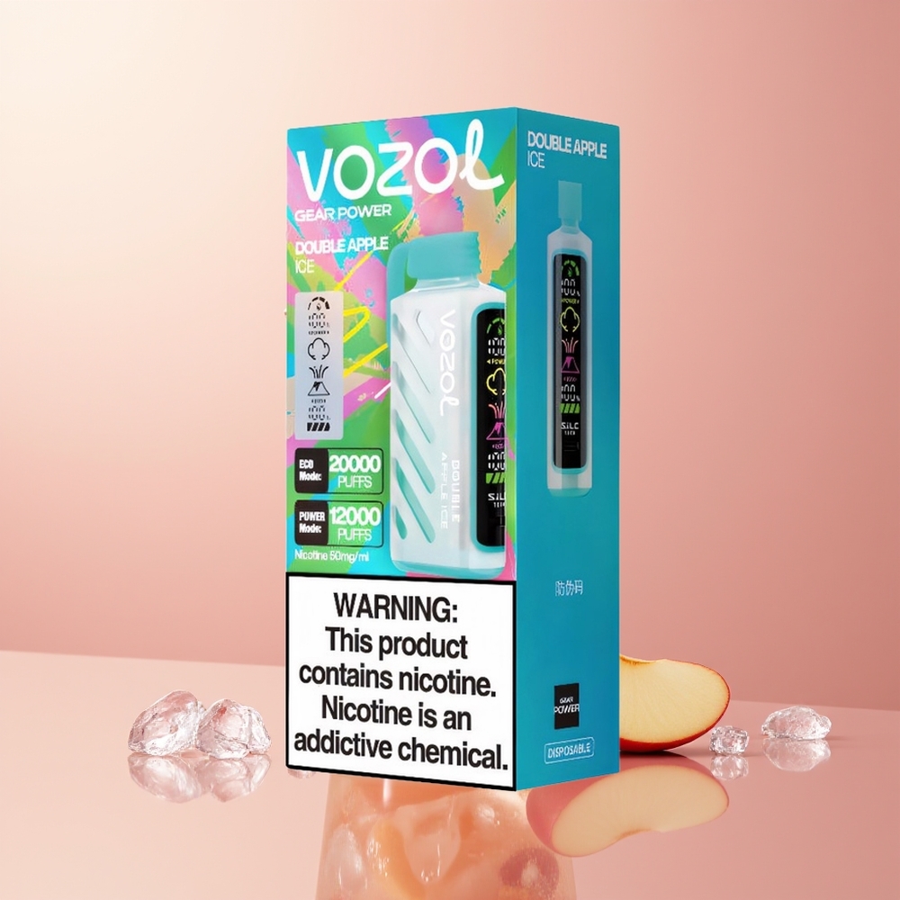 Double Apple Ice VOZOL Gear Power 20000 Puffs Disposable Vape Dual Mesh Coil