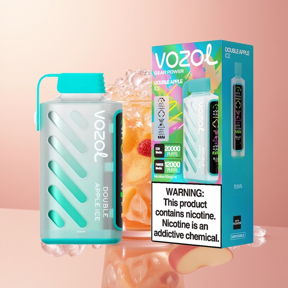 Double Apple Ice VOZOL Gear Power 20000 Puffs Disposable Vape Dual Mesh Coil