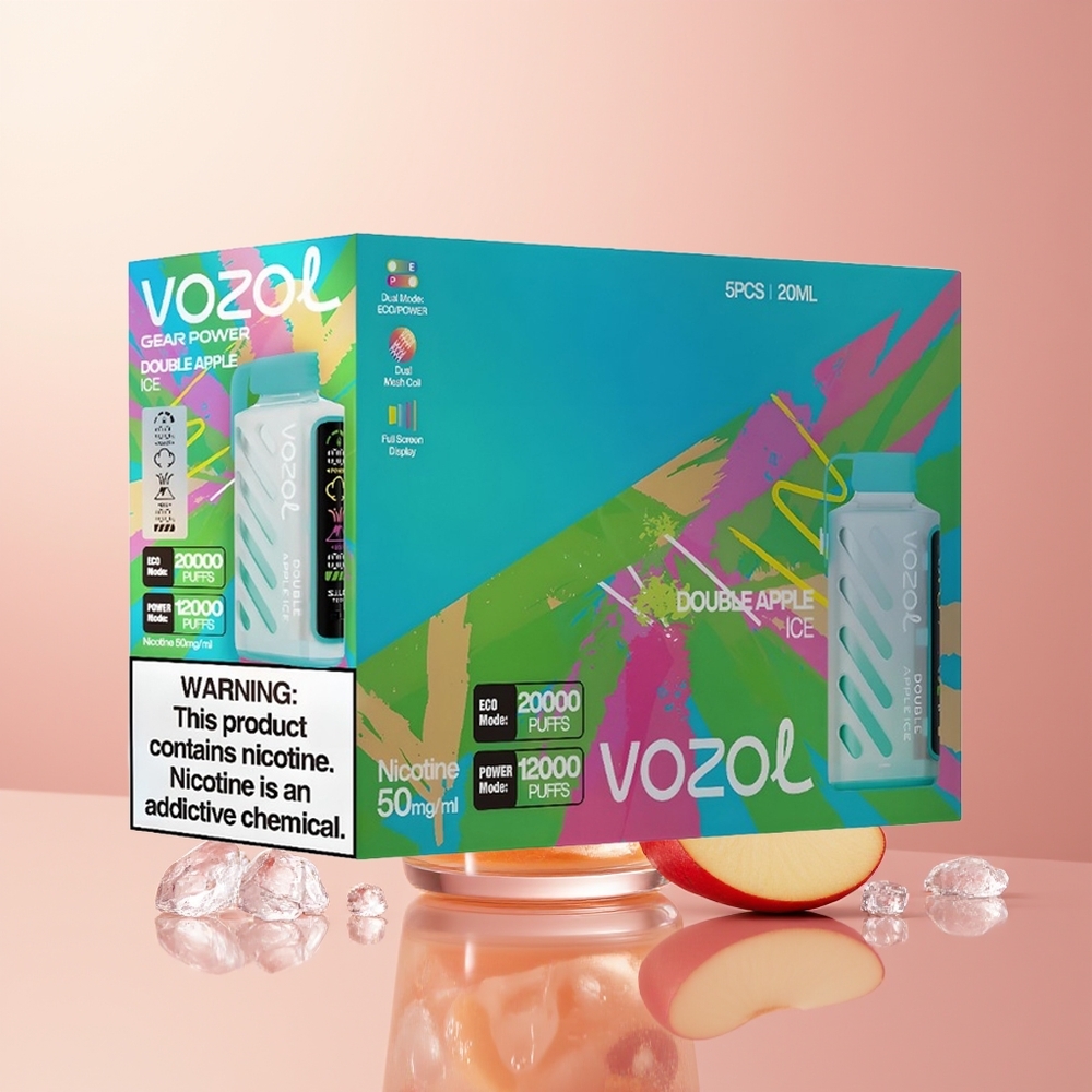 Double Apple Ice VOZOL Gear Power 20000 Puffs Disposable Vape Dual Mesh Coil