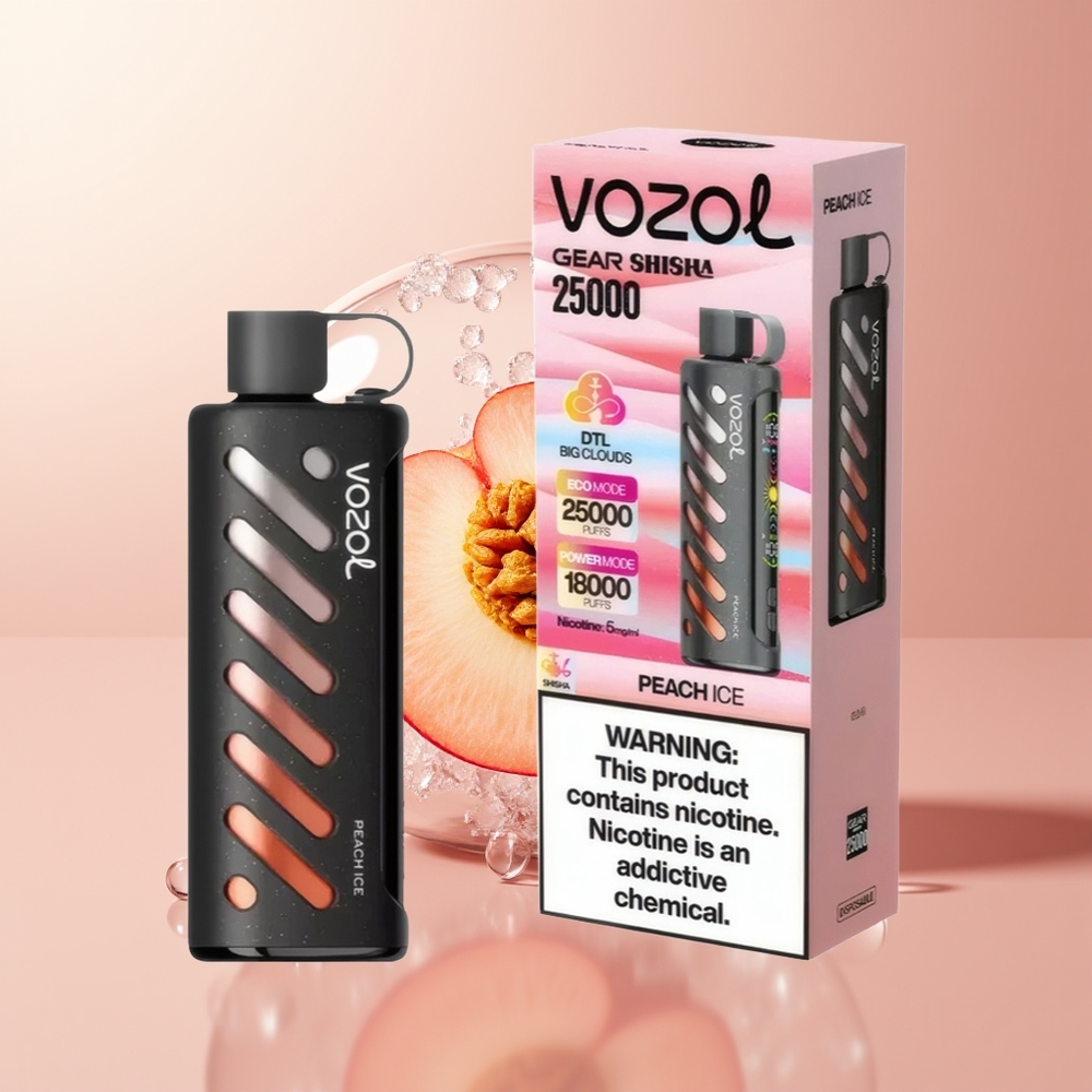 Peach IceVOZOL Gear Shisha 25000 Puffs Dual Mesh