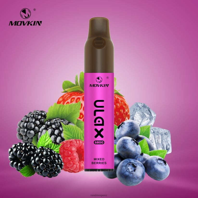 RandM Vape New Zealand - RandM Movkin Ulax 6800 (Ceramic Coil) Rechargeable Disposable Vape Pod Device Mixed Berries 60664B64