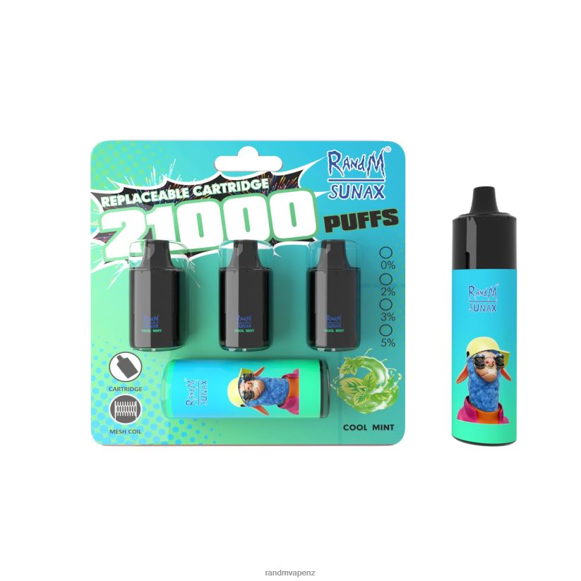 RandM Flavors - RandM Sunax 21000 Airflow Control Pod Replaceable Vape Device 1Pc Cool Mint 60664B265