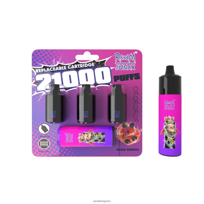 RandM Tornado Store - RandM Sunax 21000 Airflow Control Pod Replaceable Vape Device 1Pc Mixed Berries 60664B270
