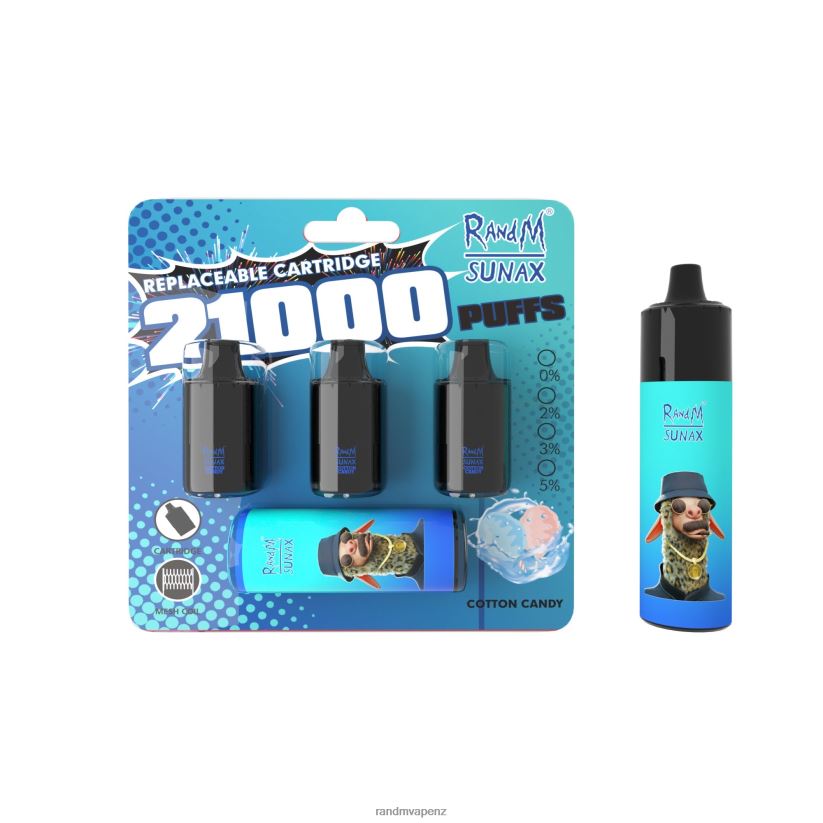 RandM Vape Flavours - RandM Sunax 21000 Airflow Control Pod Replaceable Vape Device 1Pc Cotton Candy 60664B273