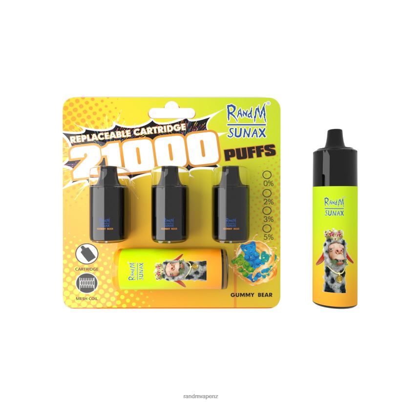 RandM Vape Online - RandM Sunax 21000 Airflow Control Pod Replaceable Vape Device 1Pc Gummy Bear 60664B268