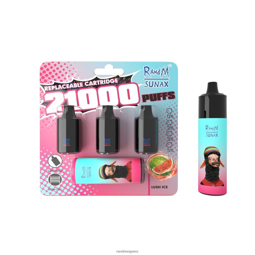 RandM Vape Sale - RandM Sunax 21000 Airflow Control Pod Replaceable Vape Device 1Pc Lush Ice 60664B266