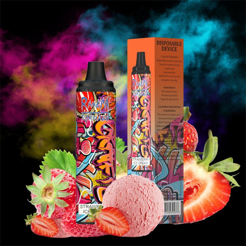 RandM Flavors - RandM Tornado 6000 Airflow Control Vape Pod Device 1Pc Strawberry Ice Cream 60664B295