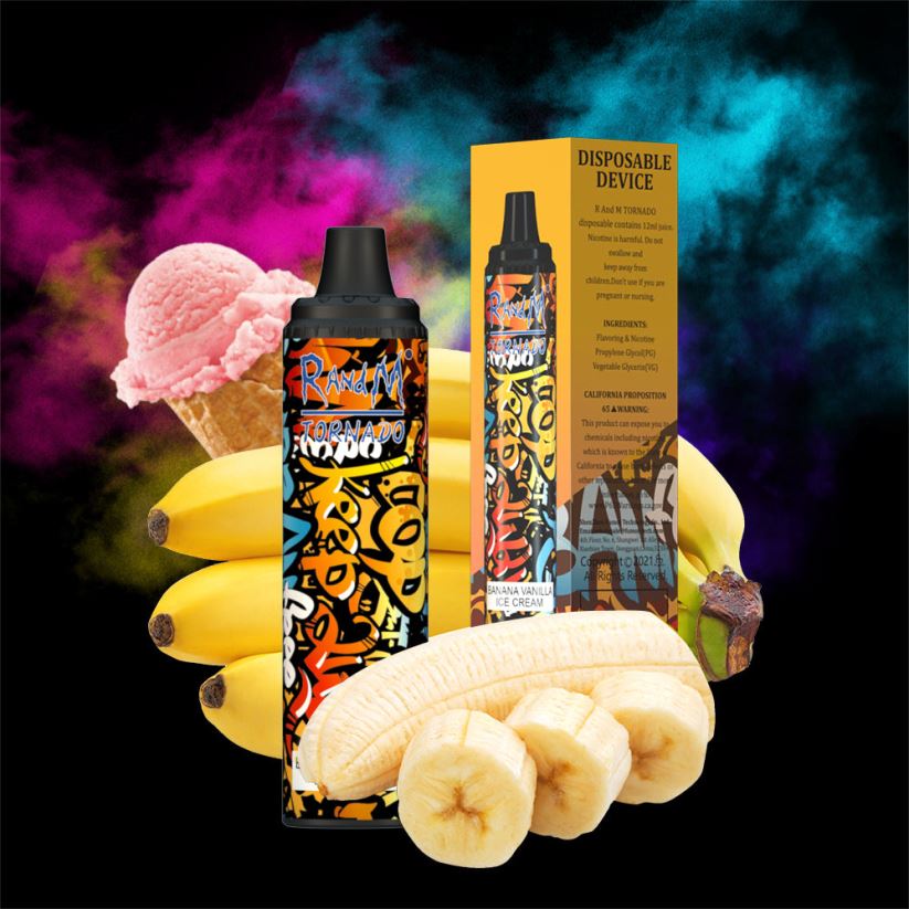 RandM Online Shop - RandM Tornado 6000 Airflow Control Vape Pod Device 1Pc Banana Vanilla Ice Cream 60664B297