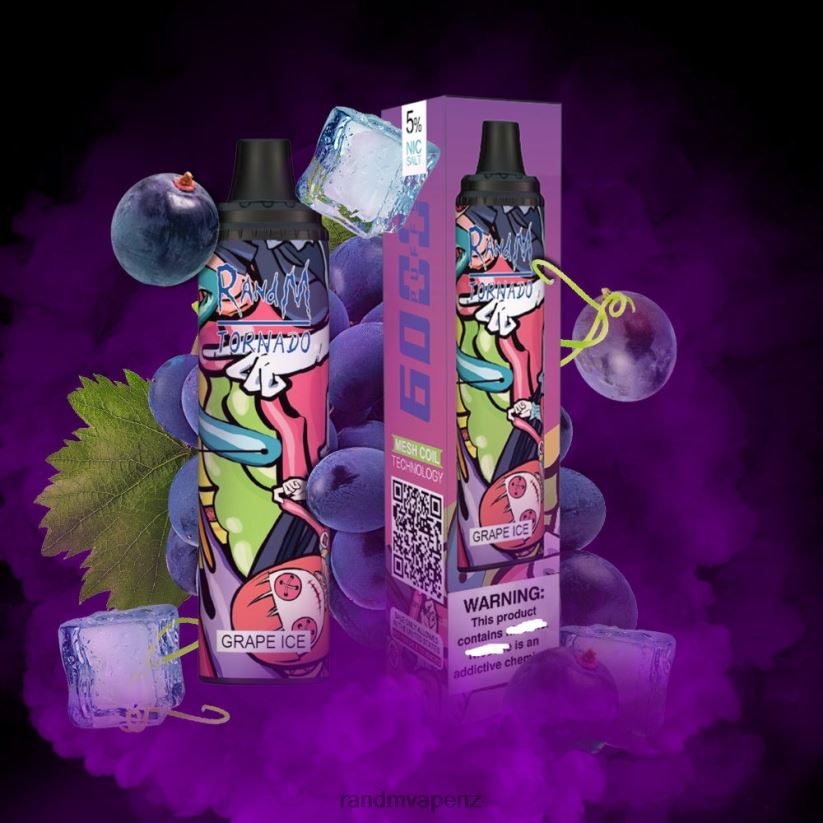 RandM Vape New Zealand - RandM Tornado 6000 Airflow Control Vape Pod Device 1Pc Grape Ice 60664B284